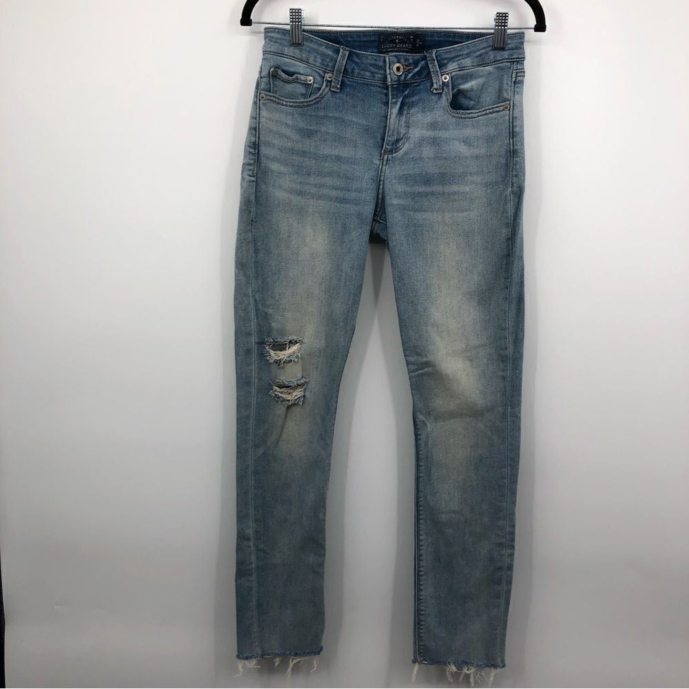 Lucky Brand Womens Lolita Skinny Jean Light Wash Destructed Size 6